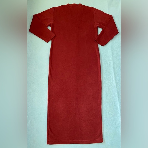 EXPRESS TRICOT knit button front maxi dress long sleeve rust fall color size S - Picture 9 of 9